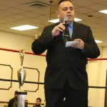 John E Radioo welcomes the Centereach crowd to the King of New York tournament